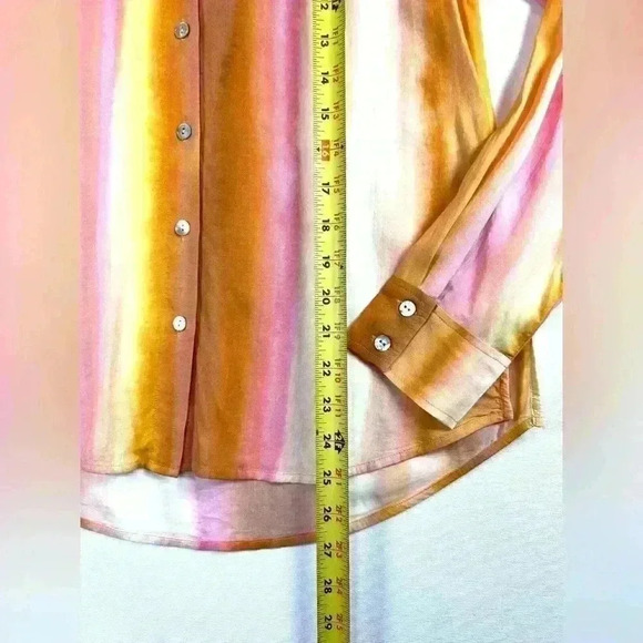 Bella Dahl Ombré long sleeve button down tunic top size XS side slits flowy - Picture 3 of 8